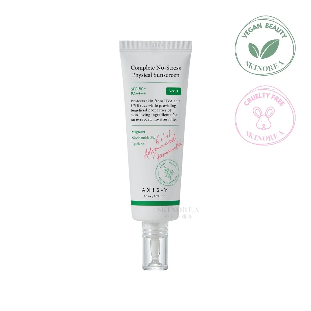 AXIS-Y Complete No-Stress Physical Sunscreen V.3 50ml - Hydrating Korean physical sun cream with Mugwort