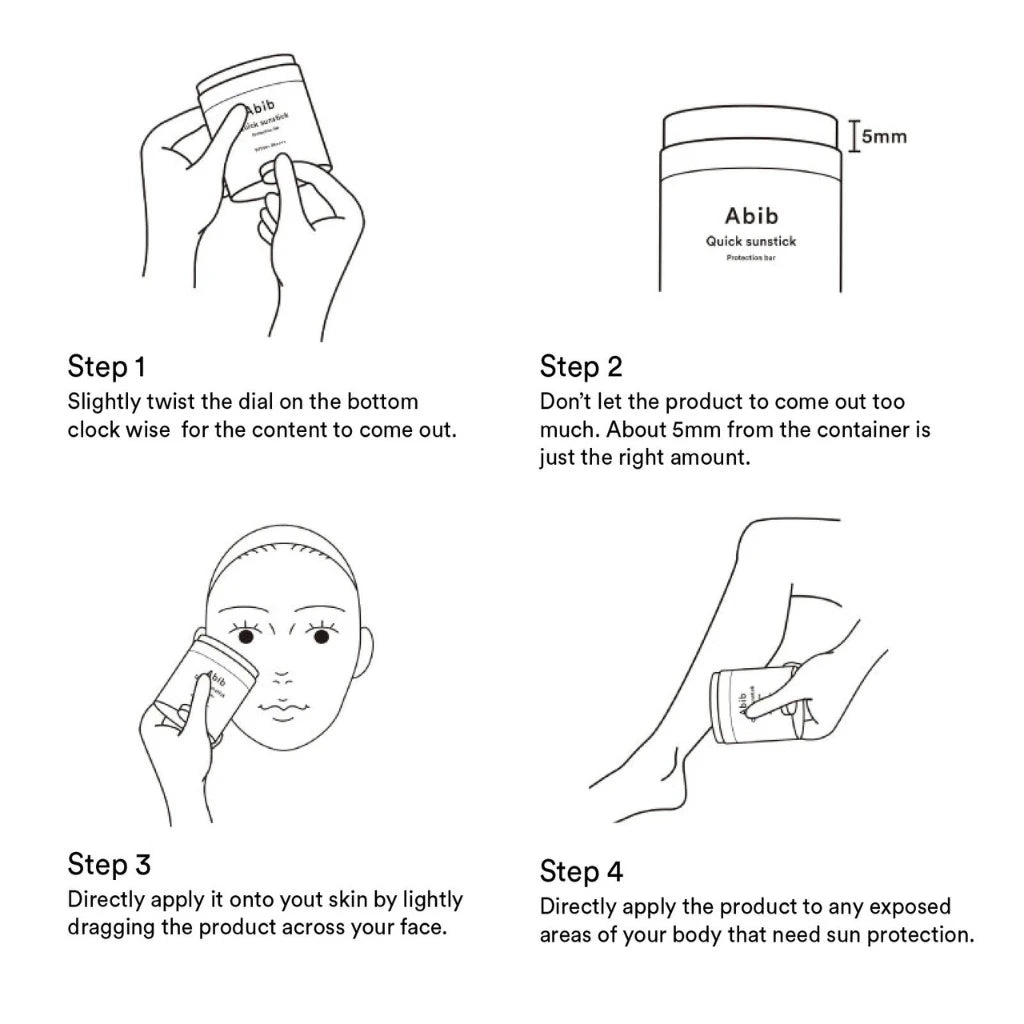 Abib Quick sun stick Protection Bar SPF50+ 22g - Stick solaire hypoallergénique abib - how to use