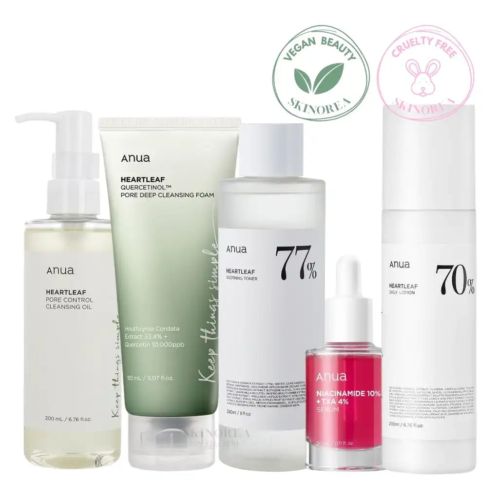 Anua Glass Skin Full Routine pack - Vegan clarifying and glowy set - Routine complète Anua clarifiante et illuminatrice - Kbeauty Korean Skinorea shop Europe fast delivery - skincare coréenne Skinorea shop France Paris livraison rapide