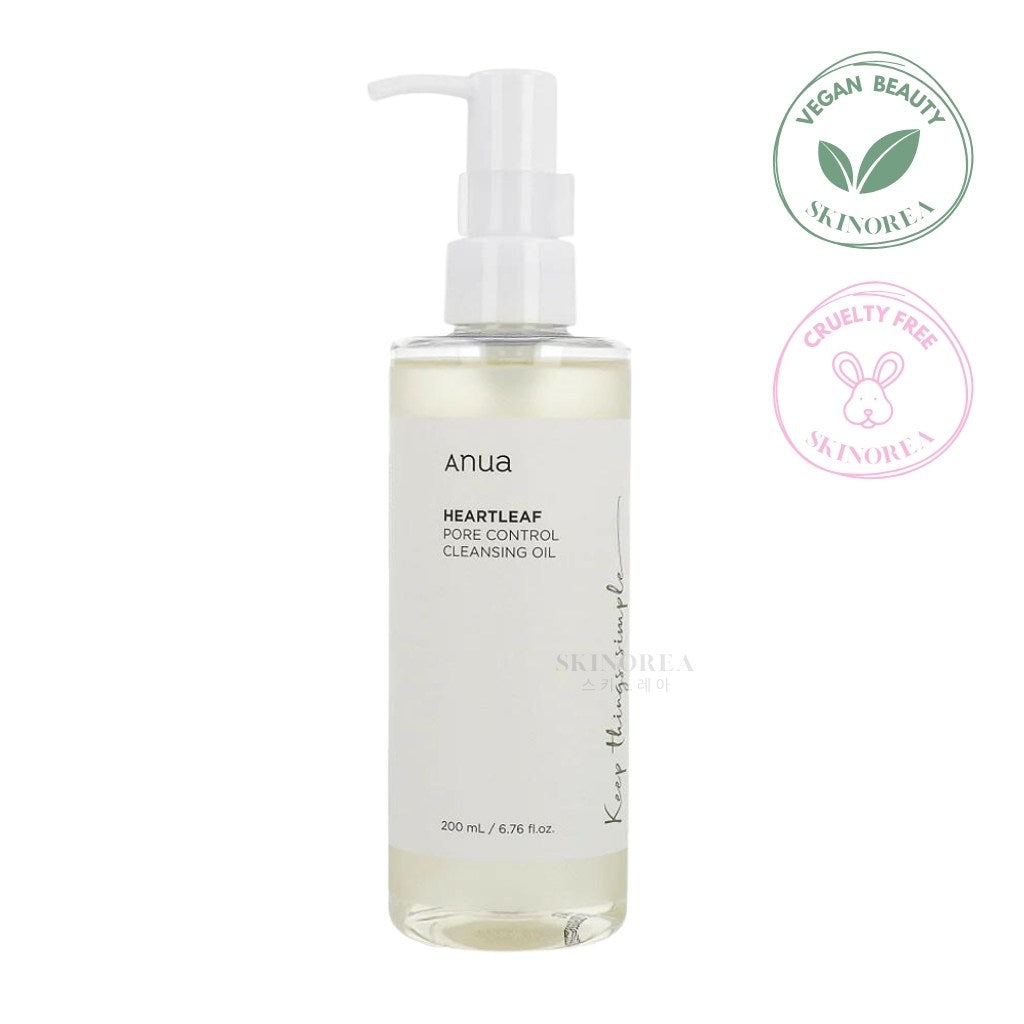 Anua Heartleaf Pore Control Cleansing Oil 200ml - Vegan non-comedogenic makeup remover - Kbeauty Korean Skinorea shop Europe fast delivery - skincare coréenne Skinorea shop France Paris livraison rapide - yesstyle