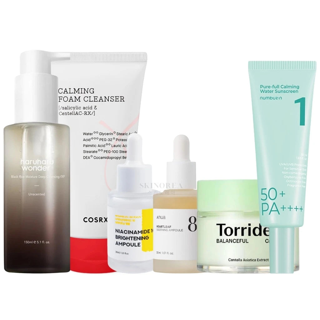 Basic skincare routine - Oily Acne prone skin 6 products - Kbeauty Korean skincare - Skinorea - yesstyle - Routine peau grasse à tendance acnéique 6 produits - K-beauty skincare coréenne