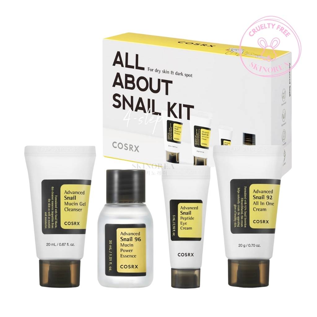 COSRX ALL ABOUT SNAIL KIT 4-step - Complete Hydrating and Repairing Skincare Solution kit - Kbeauty Korean Skinorea shop Europe fast delivery - skincare coréenne Skinorea shop France Paris livraison rapide - yesstyle