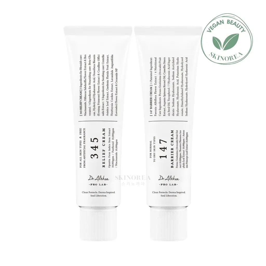 Dr.Althea Cream Duo pack 345 Relief + 147 Barrier - Vegan moisturising and barrier repairing cream set - Dr.Althea Dual Cream Set | 345 Relief Cream & 147 Barrier Cream - Set de crème hydratante et réparatrice - Kbeauty Korean Skinorea shop Europe fast delivery - skincare coréenne Skinorea shop France Paris livraison rapide