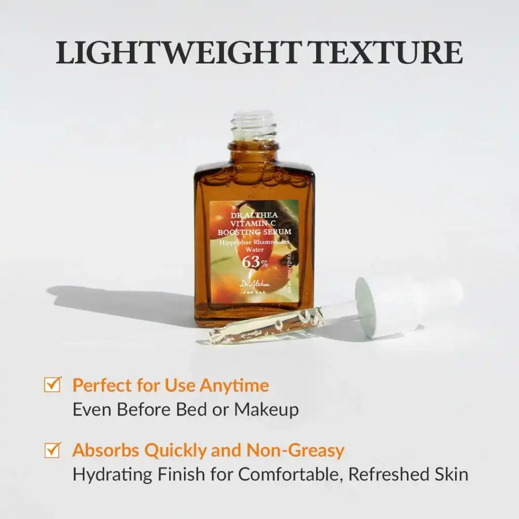 Dr.Althea Vitamin C Boosting Serum 30ml - Sérum éclaircissant à haute concentration de vitamine c- texture - K-beauty soin cosmétique corée Skinorea shop France livraison rapide - yesstyle
