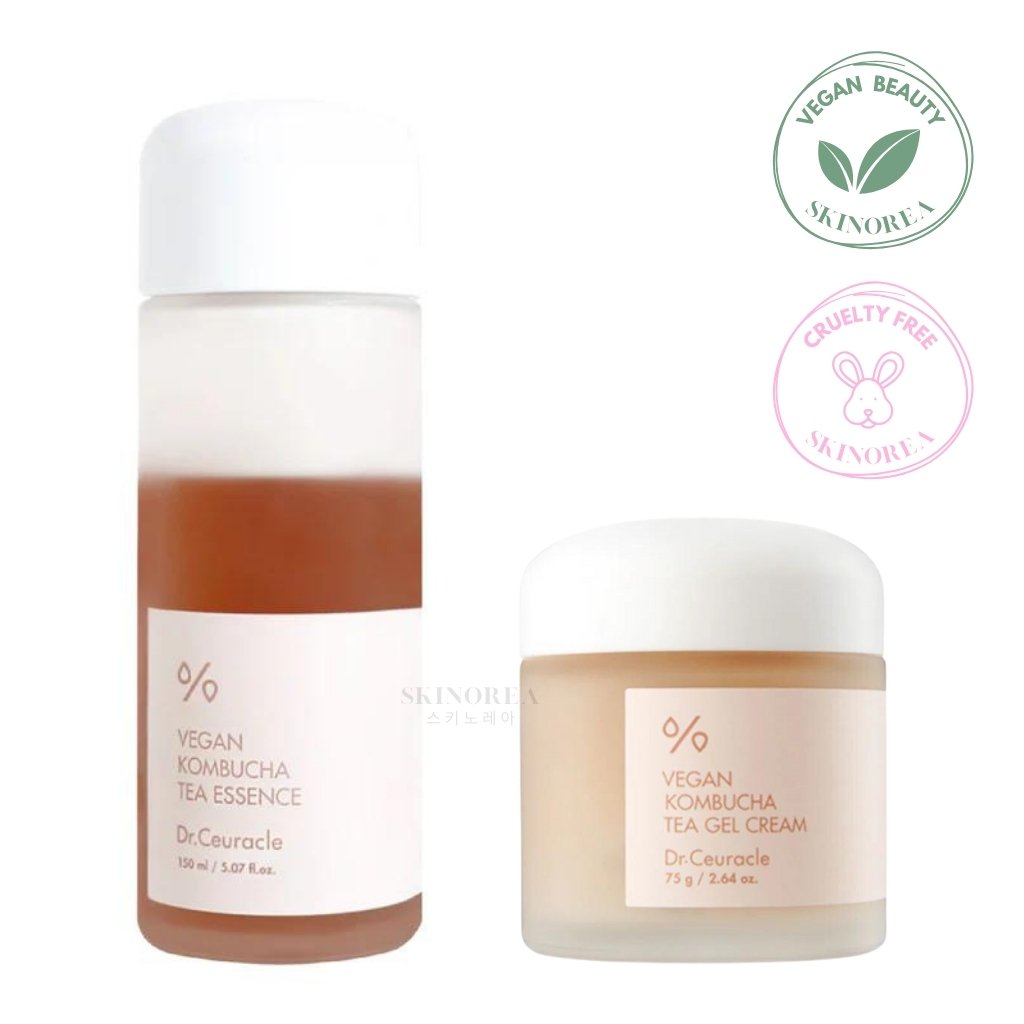 Dr.Ceuracle Vegan Kombucha Tea Pack - Essence + Gel Cream 75g - Nourishing and Detoxifying Skincare