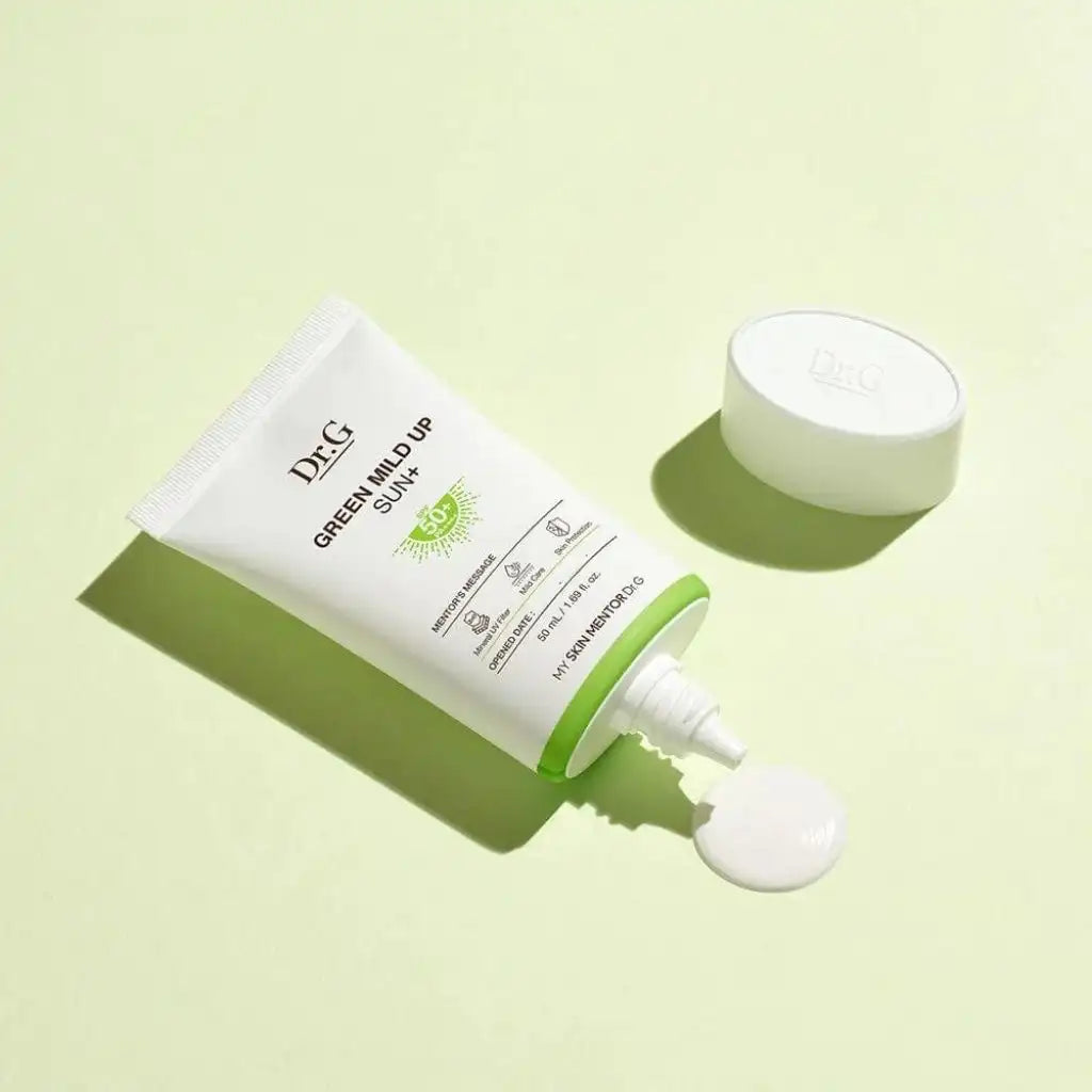 Dr.G Green Mild Up Sun+ SPF50+ 50ml -Crème solaire physique pour peau sensible - texture