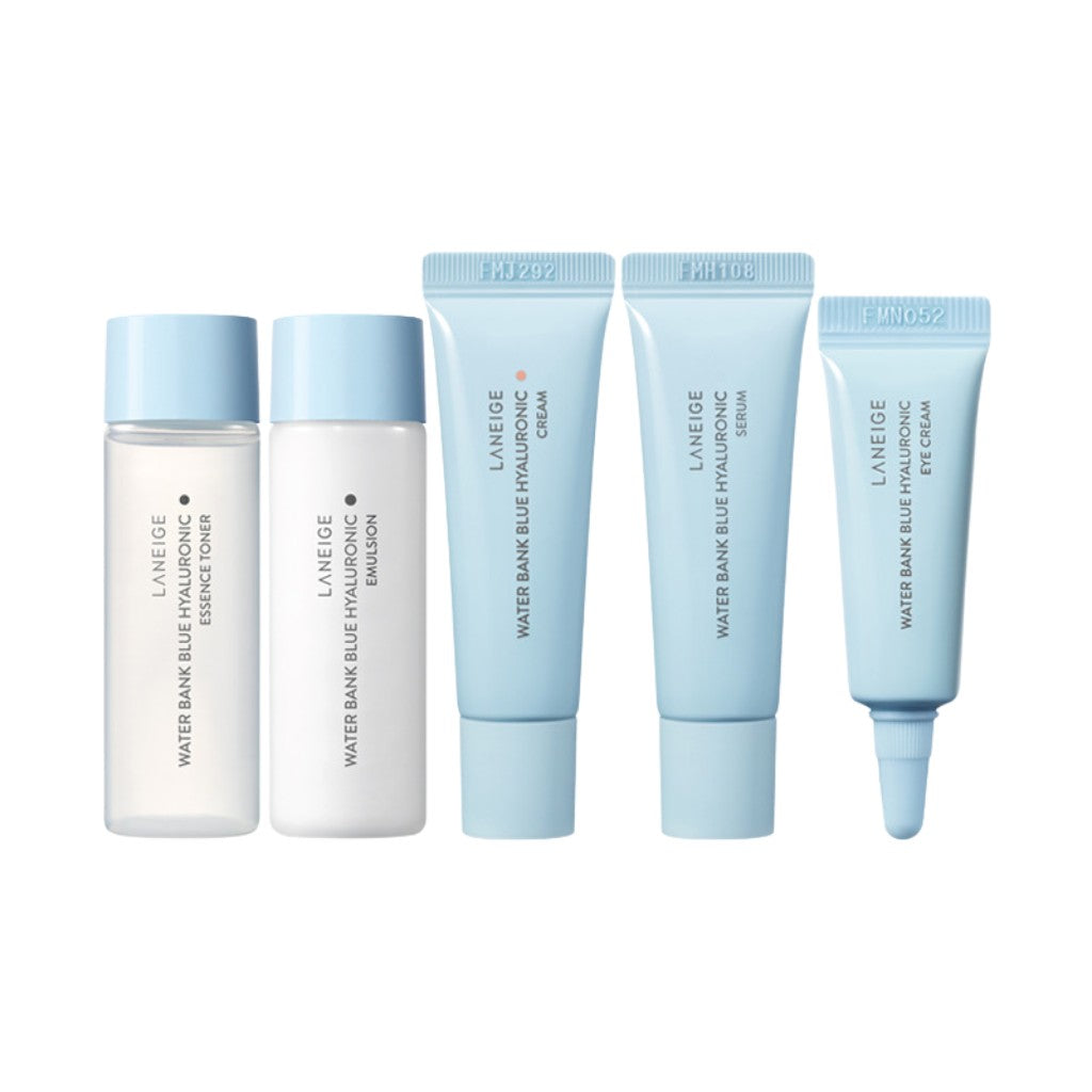 LANEIGE Water Bank Blue Hyaluronic 5 Step Essential Kit For Normal To Dry Skin 5 items