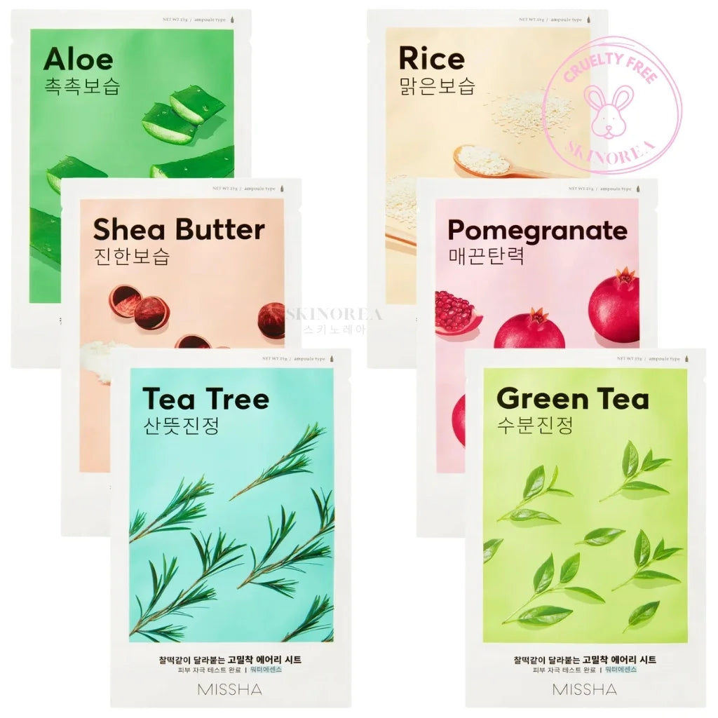 MISSHA Airy Fit Sheet Mask pack 6sheets - Pack de masques en tissu Missha Airy fit 6 masques