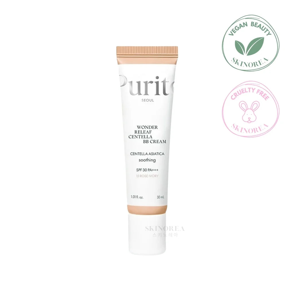 Purito SEOUL Wonder Releaf Centella BB Cream #15 Rose Ivory 30ml - Vegan and cruelty-free Korean bb cream SPF30+ - Kbeauty Korean Skinorea shop Europe fast delivery - skincare coréenne Skinorea shop France Paris livraison rapide - yesstyle