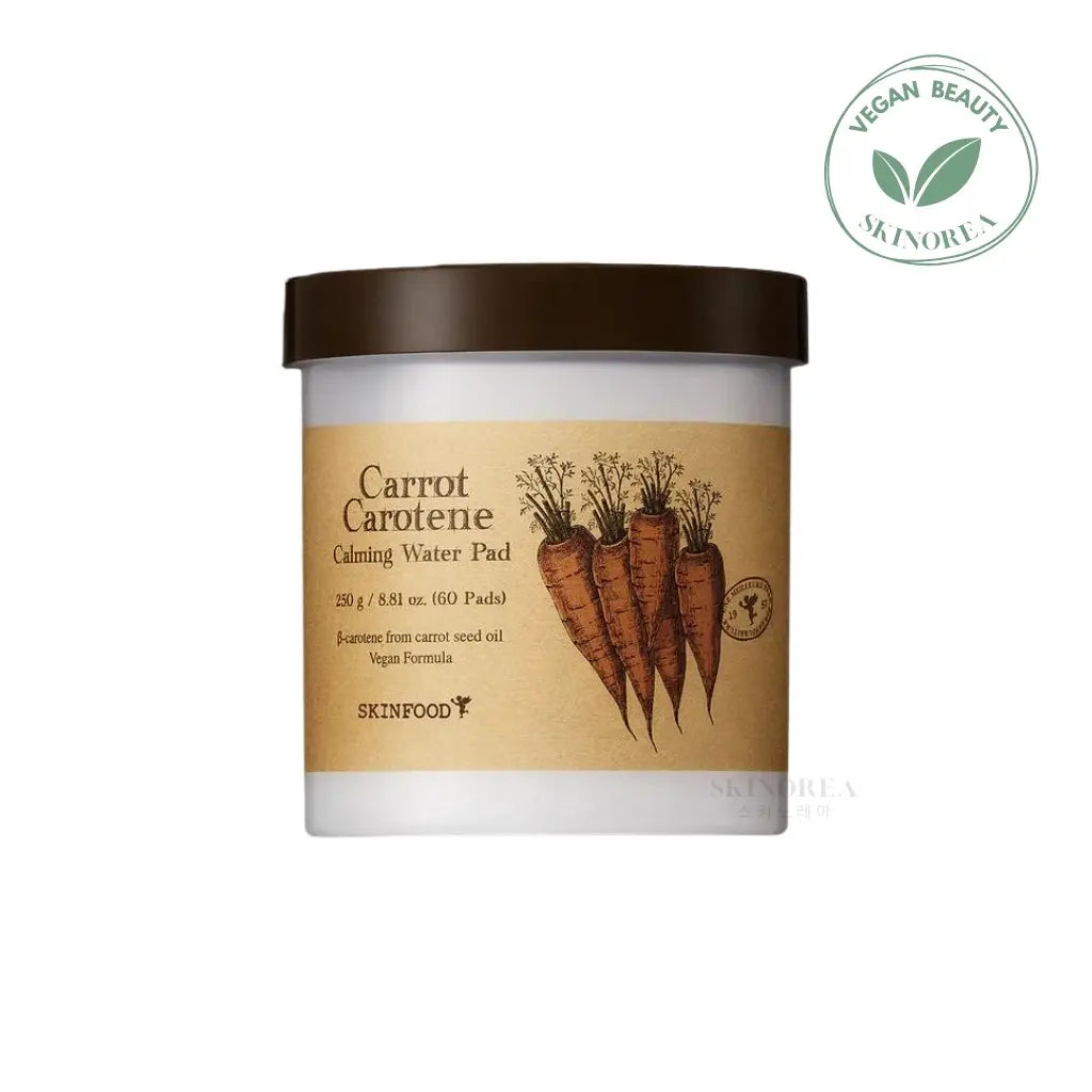 SKINFOOD Carrot Carotene Calming Water Pad 60pads - Soothing vegan cotton pads - Best seller olive young - kbeauty Korean skincare - Skinorea