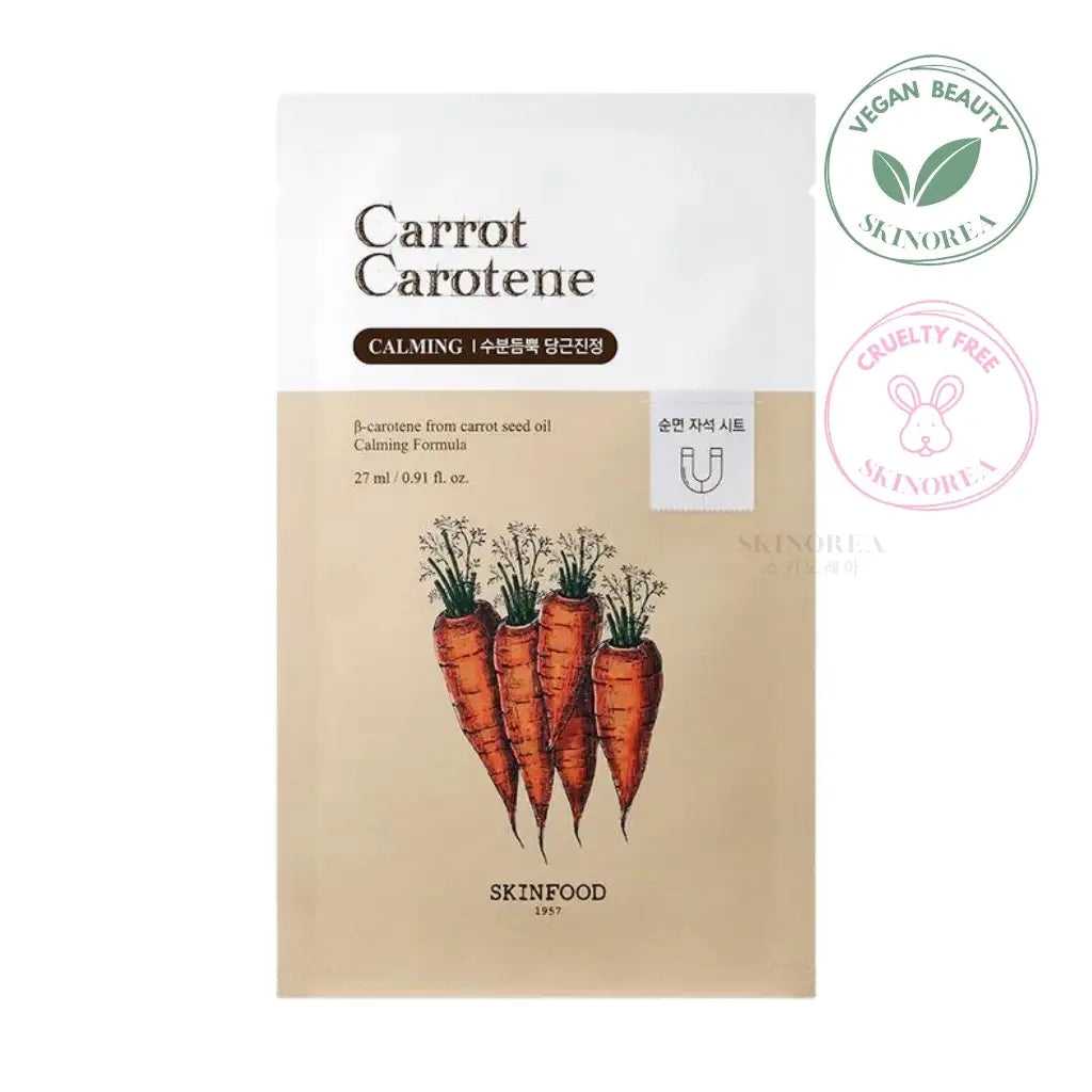 SKINFOOD Carrot Carotene Calming Mask 1sheet - Vegan carrot sheet mask enriched with essence - Kbeauty Korean skincare yesstyle - Skinorea
