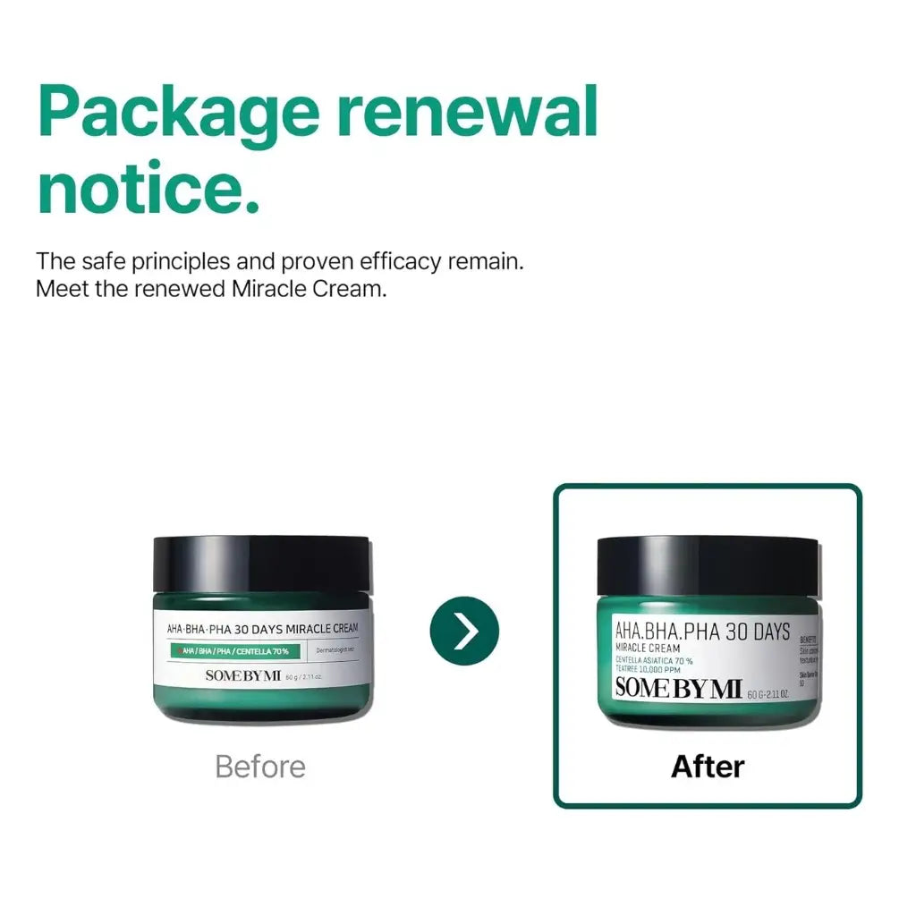 SOME BY MI AHA-BHA-PHA 30 Days Miracle Cream 60g - Multi-Action Soothing and Balancing Cream - new packaging - K-beauty skincare coréenne - Skinorea livraison rapide France - yesstyle