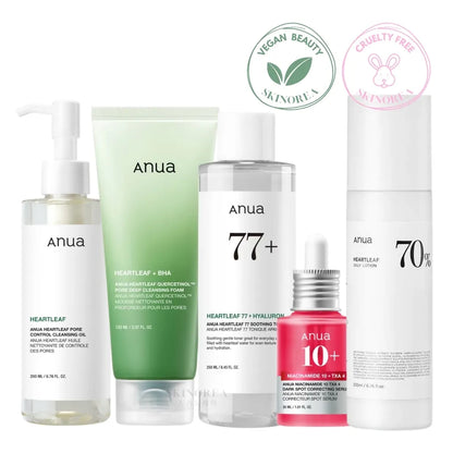 Anua Glass Skin Full Routine pack - Vegan clarifying and glowy set - Routine complète Anua clarifiante et illuminatrice  - Kbeauty Korean Skinorea shop Europe fast delivery - skincare coréenne Skinorea shop France Paris livraison rapide