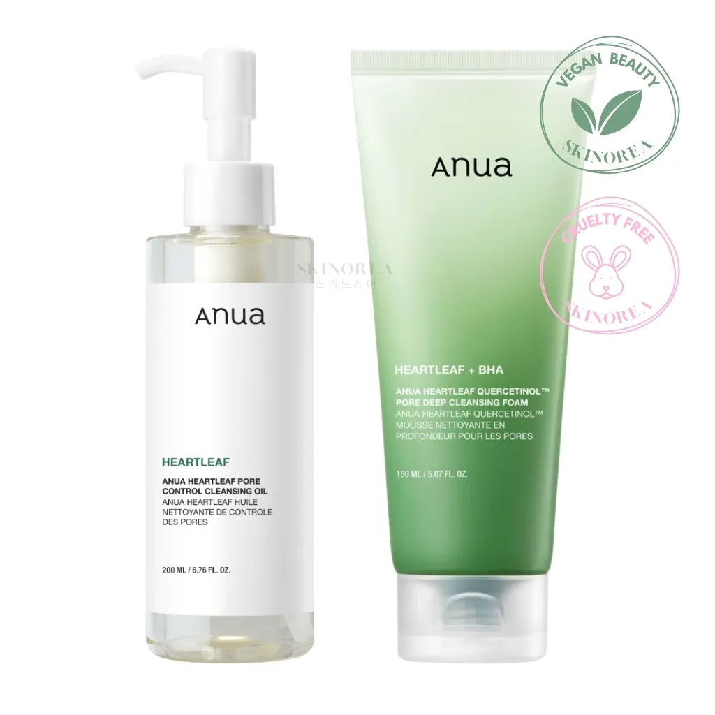 Anua Heartleaf - Double Cleansing Duo pack - Cleansing oil 200ml + Cleansing foam 150ml - Purifiying double cleansing duo Anua - Duo double nettoyage purifiant - Kbeauty Korean Skinorea shop Paris France fast delivery - Duo double nettoyage purifiant Anua  - Kbeauty skincare coréenne Skinorea shop Paris France livraison rapide - yesstyle