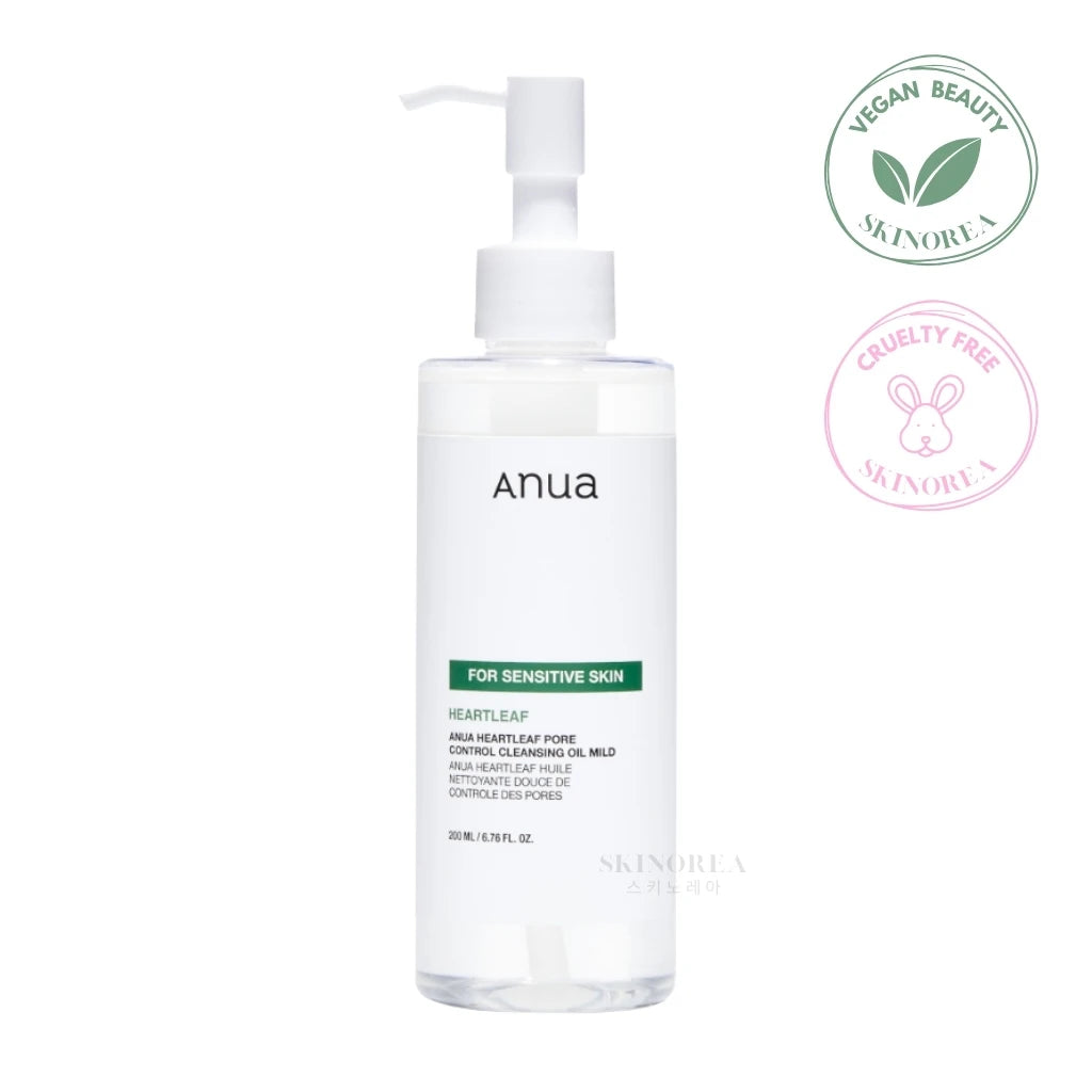Anua Heartleaf Pore Cleansing Oil Mild 200ml - Vegan non-comedogenic lightweight, low-irritation oil cleanser - Kbeauty Korean Skinorea shop Europe fast delivery - skincare coréenne Skinorea shop France Paris livraison rapide - yesstyle