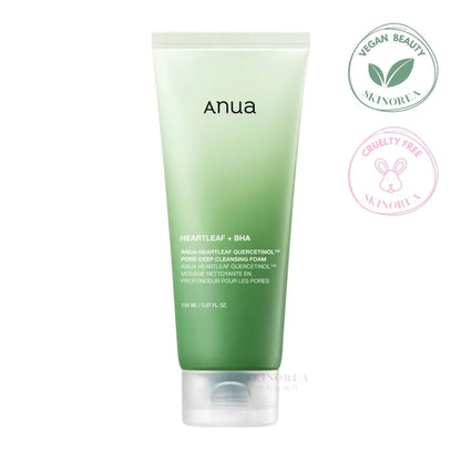 Anua Heartleaf Quercetinol Pore Deep Cleansing Foam 150ml - Deep cleanser for oily and combination skin - Kbeauty Korean skincare Europe fast delivery - Skincare coréenne Skinorea shop Paris France livraison rapide - yesstyle