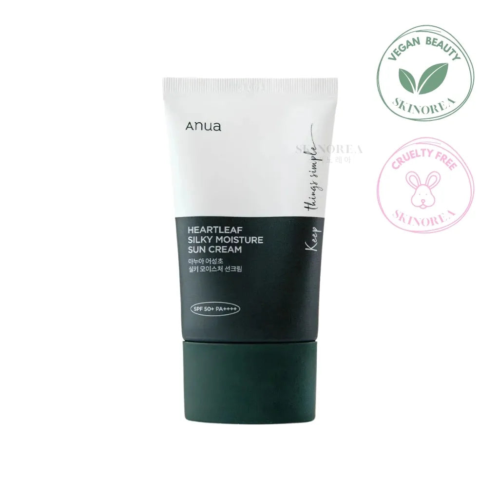 Anua Heartleaf Silky Moisture Sun Cream 50ml - lightweight and hydrating sunscreen SPF50+ - Kbeauty Korean Skinorea shop Europe fast delivery - skincare coréenne Skinorea shop France Paris livraison rapide - yesstyle