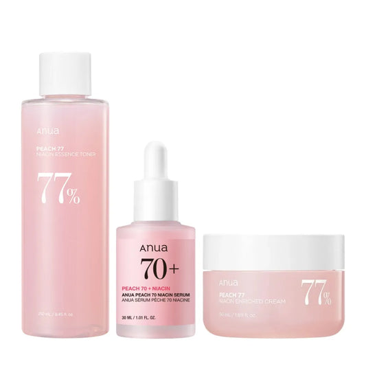 Anua Peach Brightening Trio pack - Toner + Serum + Cream - Anua Peach Brightening Set Enhancing luminosity with peach extract and niacinamide - Kbeauty Korean Skinorea shop Europe fast delivery - skincare coréenne Skinorea shop France Paris livraison rapide - yesstyle - SetnPeach Brightening améliorant l'éclat de la peau avec l’extrait de pêche et la niacinamide - K-beauty soin cosmétique corée Skinorea shop France livraison rapide