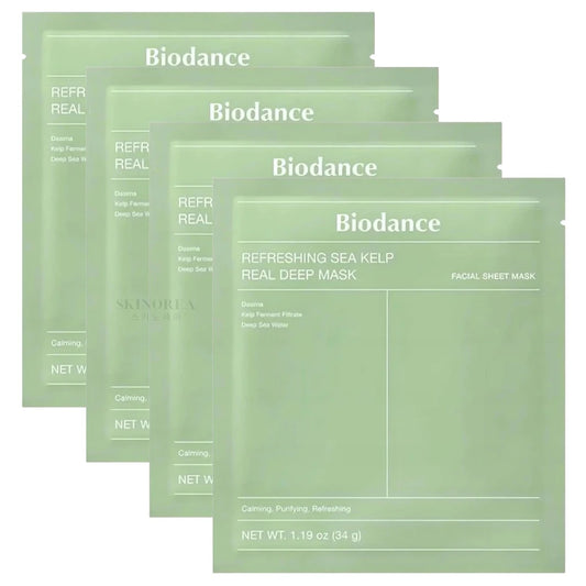 Biodance Refreshing Sea Kelp Real Deep Mask Pack 4 masks- Pack de 4 masques visage vert Biodance puissant apaisant et hydratant en profondeur - Kbeauty skincare coréenne Skinorea shop Paris France livraison rapide 
