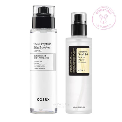 COSRX Skin Barrier Boost Duo Pack: The 6 Peptide Skin Booster Serum + Advanced Snail 96 Mucin Power Essence - Repairing and protecting skin barrier cruelty-free set - Kit  protégeant la barrière cutanée - Kbeauty Korean Skinorea shop Europe fast delivery - skincare coréenne Skinorea shop France Paris livraison rapide - yesstyle
