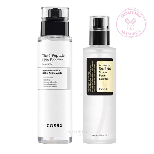 COSRX Skin Barrier Boost Duo Pack: The 6 Peptide Skin Booster Serum + Advanced Snail 96 Mucin Power Essence - Repairing and protecting skin barrier cruelty-free set - Kit  protégeant la barrière cutanée - Kbeauty Korean Skinorea shop Europe fast delivery - skincare coréenne Skinorea shop France Paris livraison rapide - yesstyle