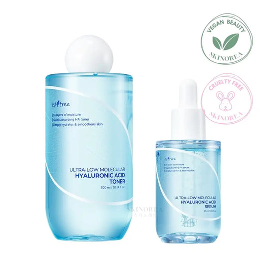 Isntree Ultra-Low Molecular Hyaluronic Acid Duo pack - Vegan hydration-focused duo set - Kbeauty Korean Skinorea shop Europe fast delivery - skincare coréenne Skinorea shop France Paris livraison rapide