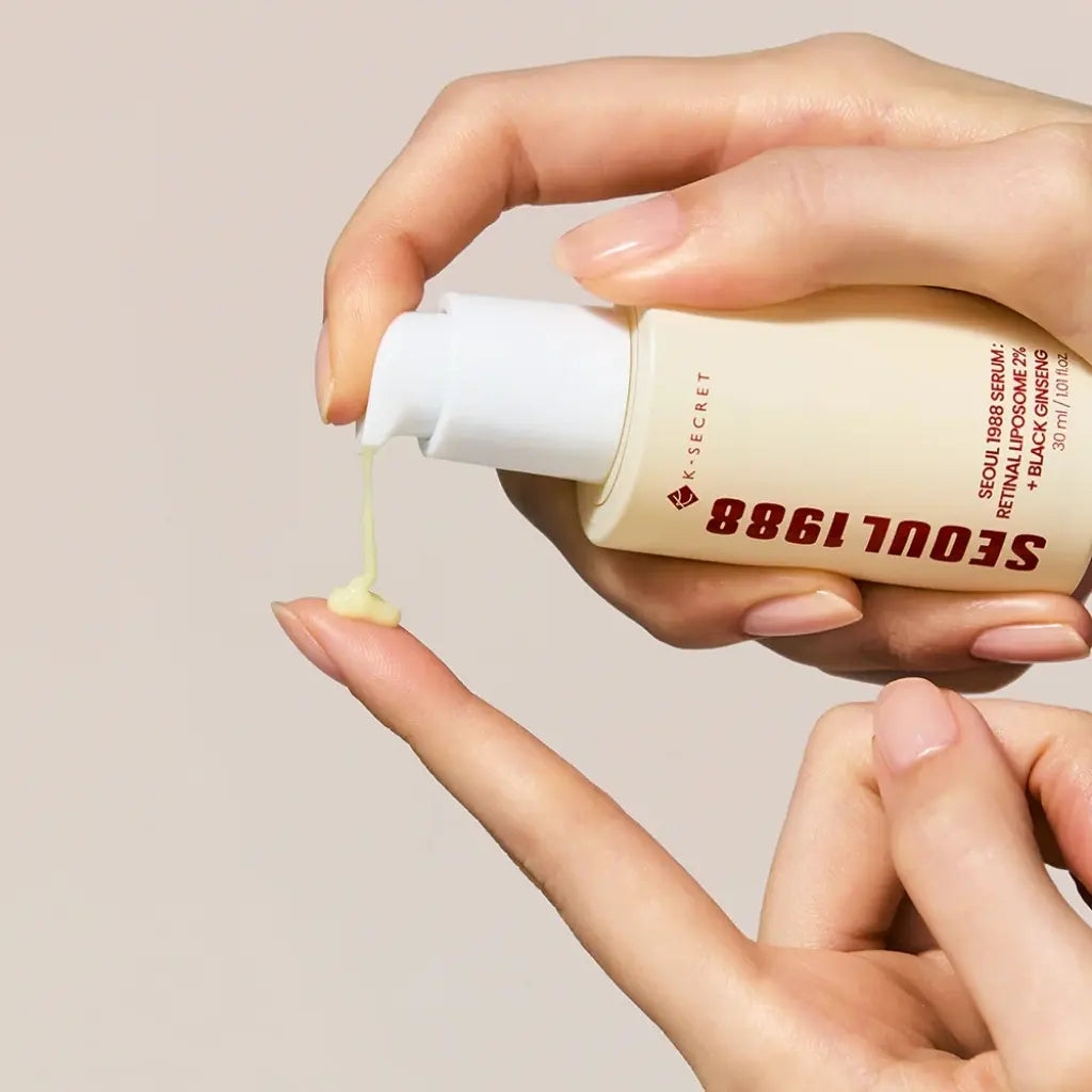 K-SECRET - SEOUL 1988 Serum : Retinal Liposome 2% + Black Ginseng 30ml - Sérum anti-âge avancé vegan et cruelty-free - texture - Kbeauty Korean Skinorea shop Europe fast delivery - skincare coréenne Skinorea shop France Paris livraison rapide - yesstyle