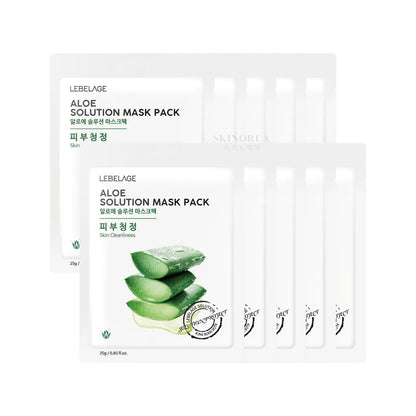 Lebelage Aloe Solution Mask Paclk 10 Masks - Soothing and Hydrating Sheet Mask - Pack de 10 masques en tissu apaisant et hydratant - Kbeauty Korean skincare Europe fast delivery - Skincare coréenne Skinorea shop Paris France livraison rapide - yesstyle