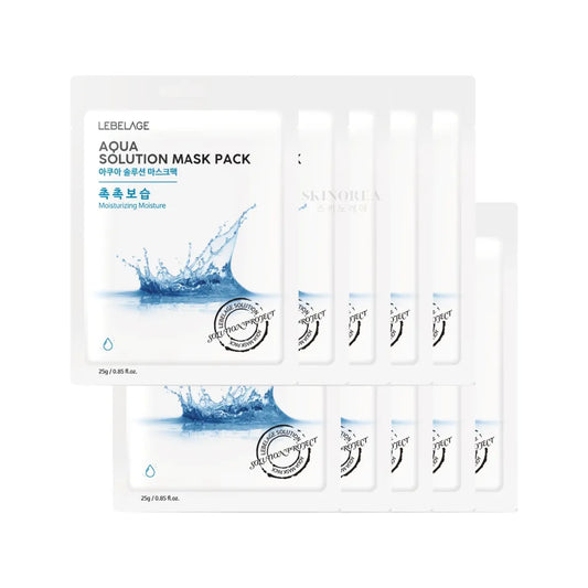 LEBELAGE Aqua Solution Mask Pack 10 masks - Pack de 10 masques visage hydratant - Kbeauty Korean skincare Europe fast delivery - Skincare coréenne Skinorea shop Paris France livraison rapide - yesstyle