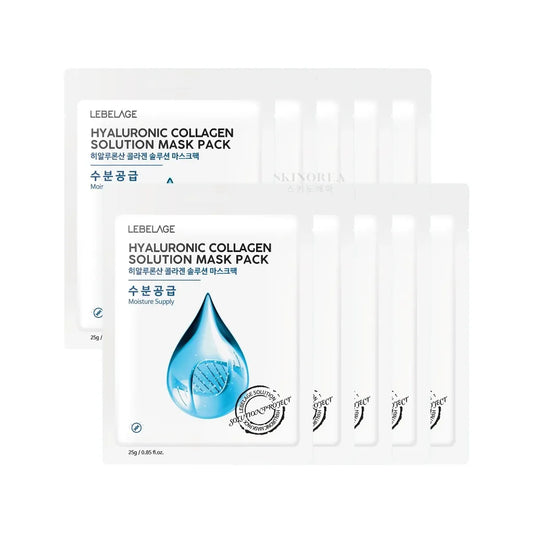 LEBELAGE Hyaluronic Collagen Solution Mask Pack 10 masks - Pack de 10 masques visage raffermissant et hydratant - Kbeauty Korean skincare Europe fast delivery - Skincare coréenne Skinorea shop Paris France livraison rapide - yesstyle