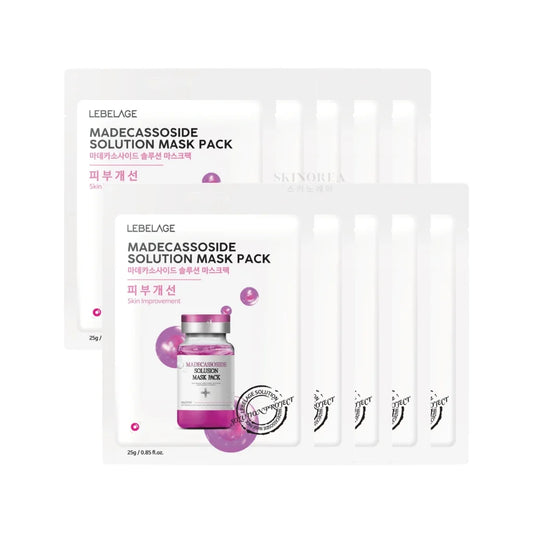LEBELAGE Madecassoside Solution Mask Pack 10 masks - Pack de 10 masques visage apaisants et hydratants pas cher - Kbeauty Korean skincare Europe fast delivery - Skincare coréenne Skinorea shop Paris France livraison rapide - yesstyle