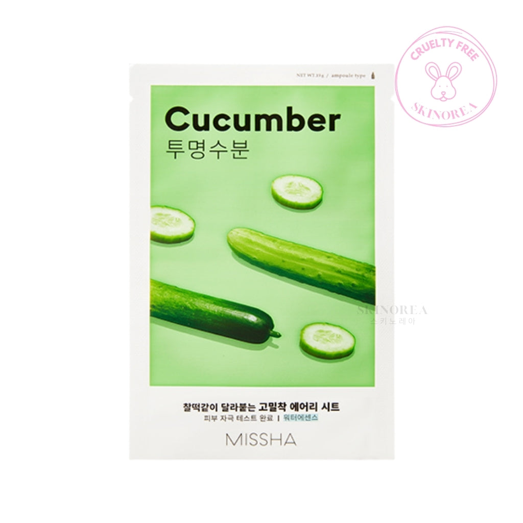 MISSHA Airy Fit Sheet Mask Cucumber 1 masque - Masque en tissu hydratant peau sèche - Kbeauty skincare coréenne Skinorea shop Paris France livraison rapide - Kbeauty Korean Skinorea shop Paris France fast delivery - yesstyle