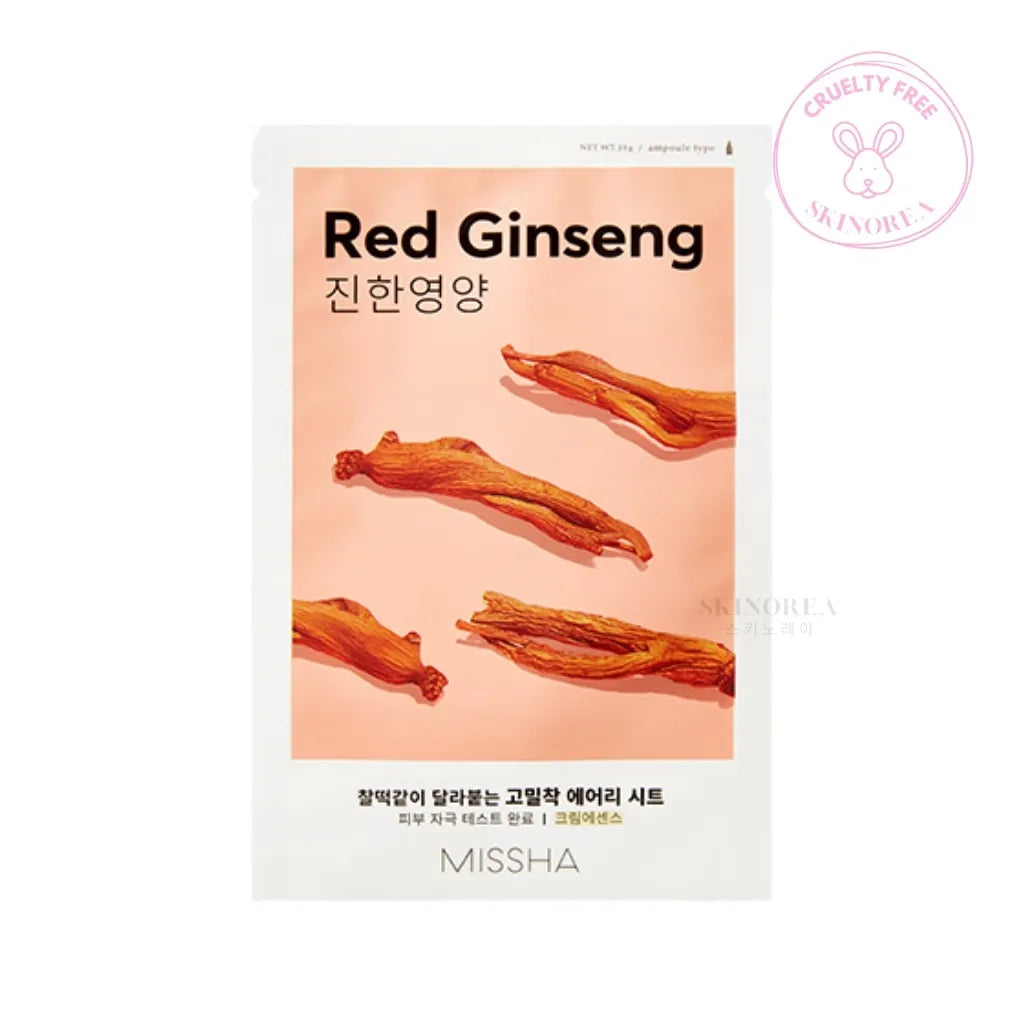 MISSHA Airy Fit Sheet Mask Red Ginseng 1 masque - Masque en tissu nourrissant en profondeur ginseng rouge - Kbeauty skincare coréenne Skinorea shop Paris France livraison rapide - Kbeauty Korean Skinorea shop Paris France fast delivery - yesstyle