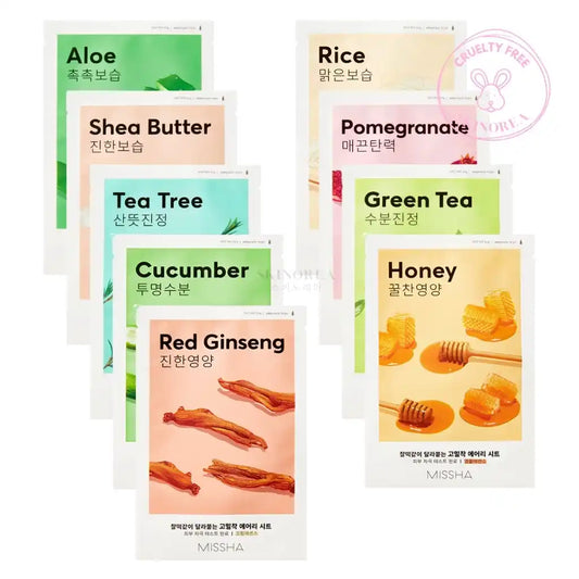 MISSHA Airy Fit Sheet Mask pack 9 masks - Daily care multi-option sheet mask set - Set de masque en tissu multi-options pour des soins quotidiens - Kbeauty Korean Skinorea shop Europe fast delivery - skincare coréenne Skinorea shop France Paris livraison rapide - yesstyle