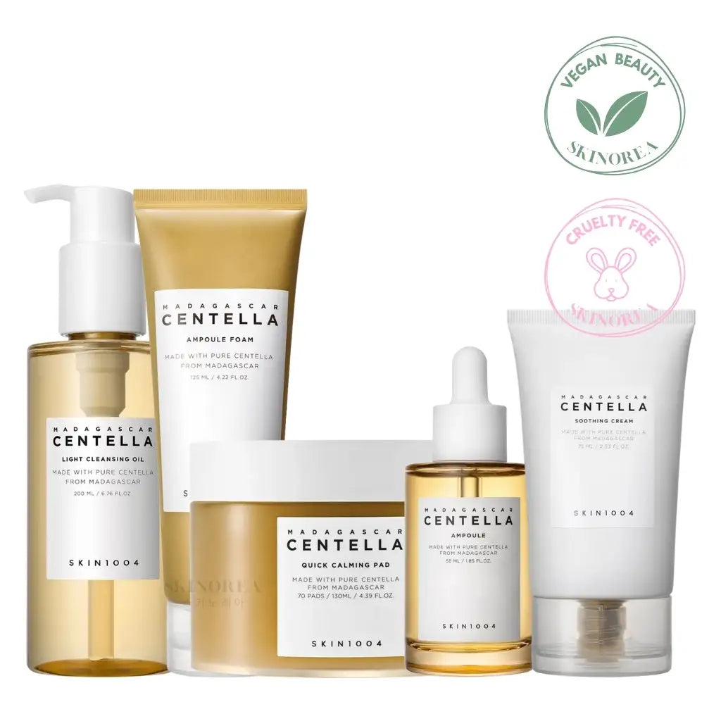 SKIN1004 Madagascar Centella 5-step routine pack - Vegan gently cleansing and repairing set - Set vegan nettoyant doux et réparateur - Kbeauty Korean Skinorea shop Europe fast delivery - skincare coréenne Skinorea shop France Paris livraison rapide - yesstyle