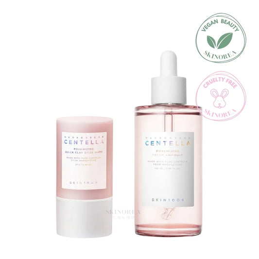 SKIN1004 Poremizing Duo Pack: Poremizing Fresh Ampoule + Poremizing Quick Clay Stick Mask - Vegan purifying and unclogging pores set - Kit purifiant et désobstruant les pores - Kbeauty Korean Skinorea shop Europe fast delivery - skincare coréenne Skinorea shop France Paris livraison rapide