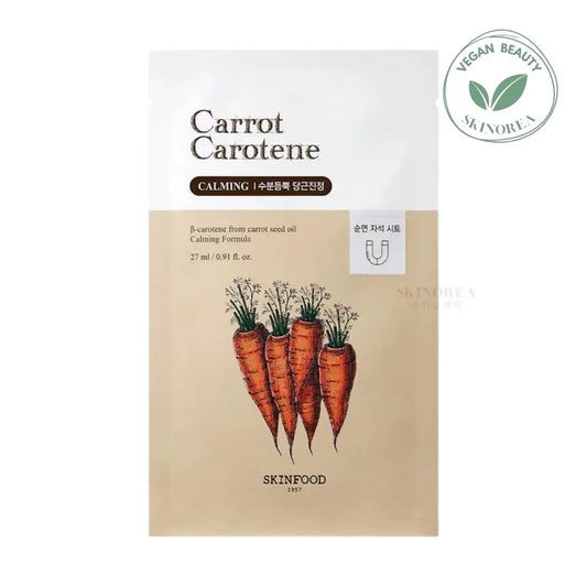 SKINFOOD Carrot Carotene Calming Mask 1sheet - Vegan carrot sheet mask enriched with essence - Kbeauty Korean skincare yesstyle - Skinorea