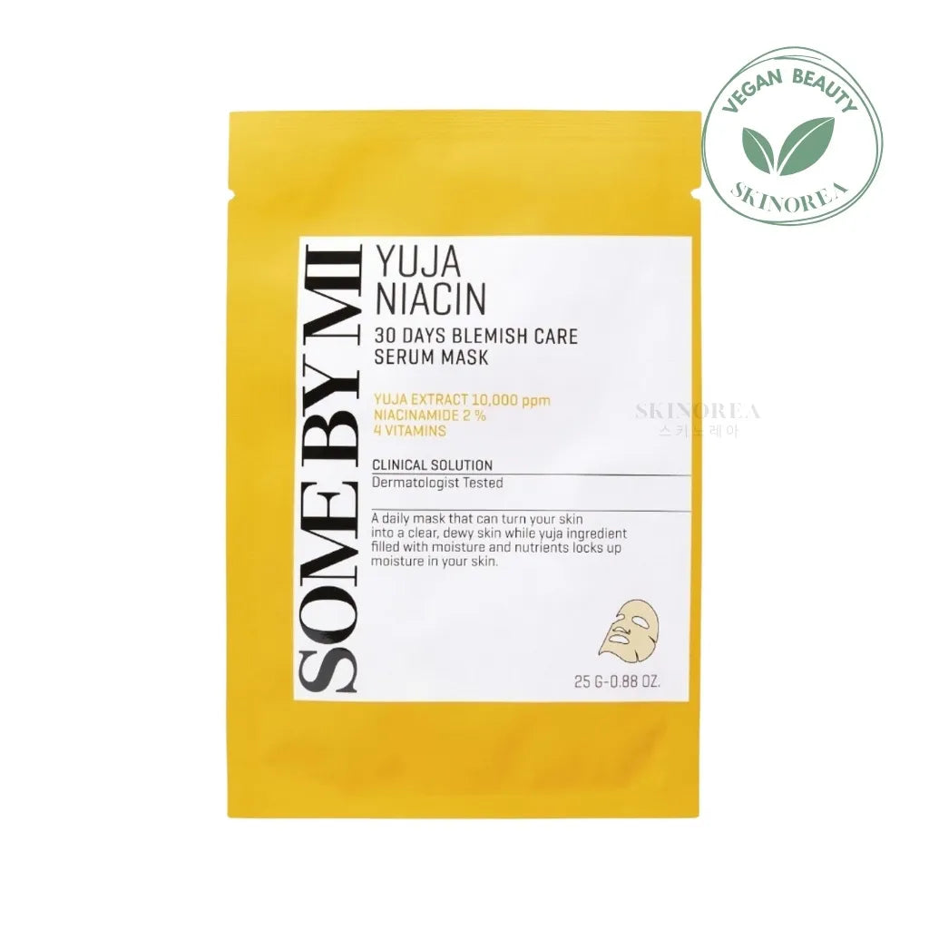 SOME BY MI Yuja Niacin 30 Days Blemish Care Serum Mask - Vitamin c sheet mask for dark spots and blemishes