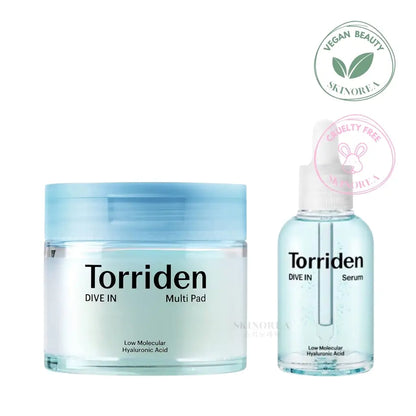 Torriden Dive-In Hyaluronic Acid Duo pack Multi pads + Serum - Vegan deep hydrating and refreshing duo set - Duo kit vegan hydratant en profondeur et rafraîchissant - Kbeauty Korean Skinorea shop Europe fast delivery - skincare coréenne Skinorea shop France Paris livraison rapide