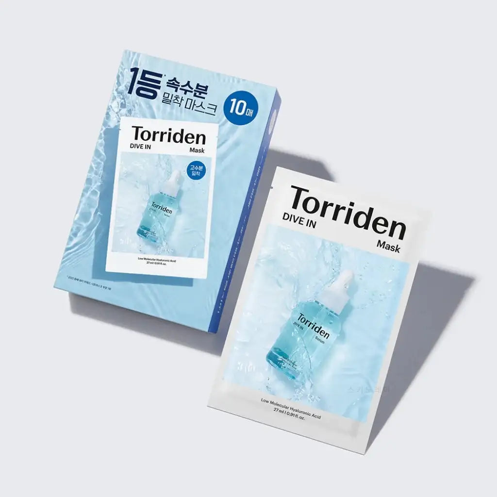 Torriden Dive-In Low Molecule Hyaluronic Acid Mask Pack 10 masks - Masque en tissu vegan hydratant et repulpant - K-beauty soin cosmétique corée Skinorea shop France livraison rapide - yesstyle
