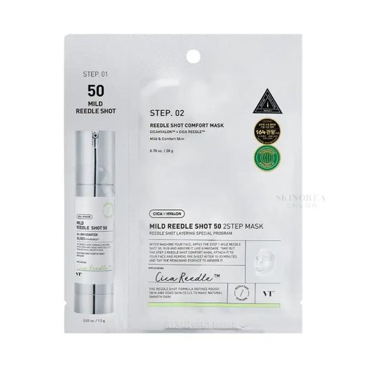 VT Mild Reedle Shot 50 2-Step Mask 1sheet - Smoothing and calming facial sheet mask - Kbeauty Korean Skinorea shop Europe fast delivery - skincare coréenne Skinorea shop France Paris livraison rapide - yesstyle