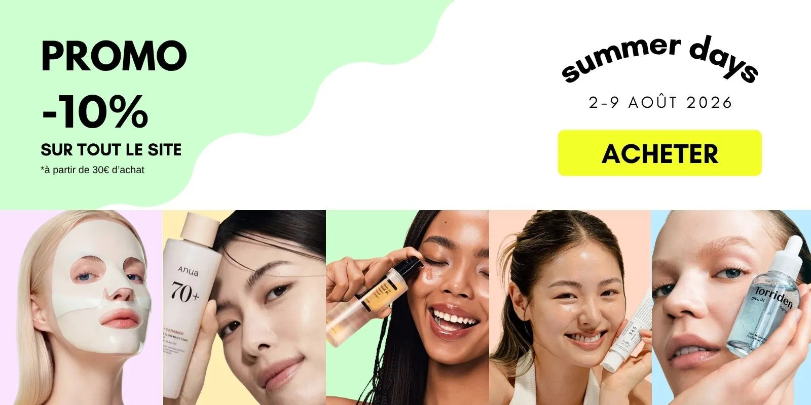 Summer Days SKINOREA : -10 % sur la K-beauty dès 30 € d’achat, avec Anua et Torriden DIVE-IN Serum.