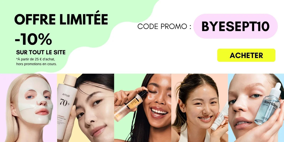 Offre K-Beauty SKINOREA : -10 % sur les soins coréens dès 25 € d’achat avec le code BYESEPT10