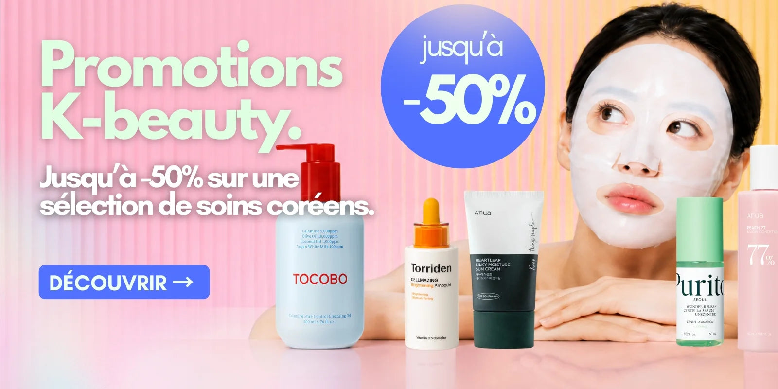 Découvrez les promotions K-Beauty Skinorea France avec jusqu’à -50% sur une sélection de soins coréens pour le visage 